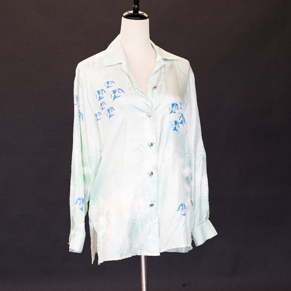 Escada Silver And Blue Blouse - image 2